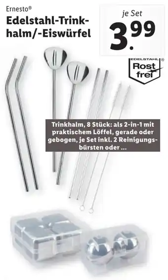 Lidl Edelstahl-Trink-halm/-Eiswürfel Angebot