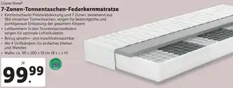 Lidl 7-Zonen-Tonnentaschen-Federkernmatratze 90 x 200 x 19 cm Angebot