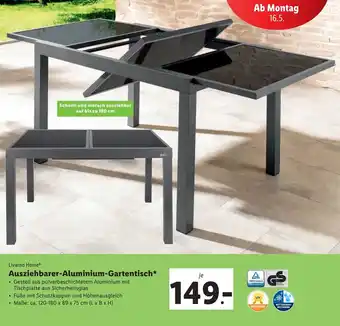 Lidl Ausziehbarer Aluminium-Gartentisch 120-89 x 75 cm Angebot