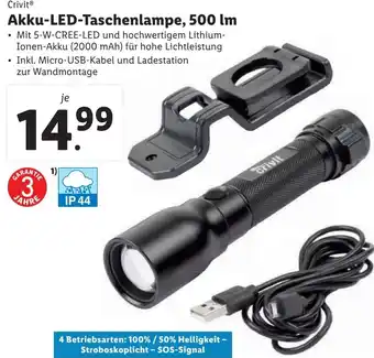 Lidl Akku-LED-Taschenlampe 500 lm Angebot