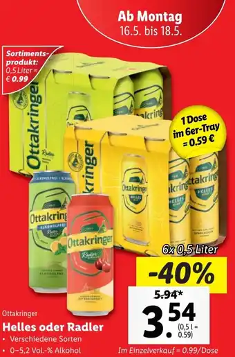 Lidl Helles oder Radler 6x 0,5 Liter Angebot