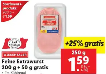 Lidl Feine Extrawurst 200 g + 50 g gratis Angebot