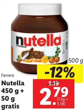 Lidl Nutella 500 g Angebot