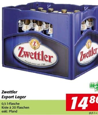 Nah&Frisch Zwettler Export Lager 0,5 L Angebot