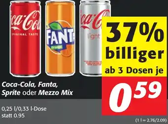 Strasser Markt Coca-Cola, Fanta, Sprite oder Mezzo Mix 0,25 L/0,33 l Angebot