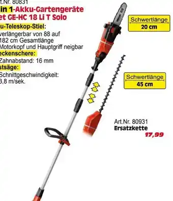 Zgonc Akku-Gartengeräte-Set GE-HC 18 Li T Kit Solo Angebot