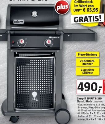 Bauhaus Gasgrill Spirit E-210 Classic Black Angebot