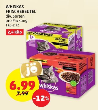 PENNY Whiskas Frischebeutel 2,4Kl Angebot