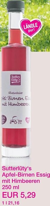 Sutterlüty Sutterlüty's Apfel-Birnen Essig Mit Himbeeren 250 ml Angebot