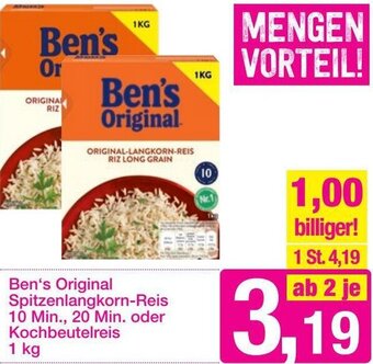 Sutterlüty Ben's Original Spitzenlangkorn-Reis 10 Min., 20 Min., oder Kochbeutelreis 1 kg Angebot