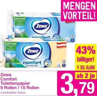 Sutterlüty Zewa Comfort Toilettenpapier 9 Rollen/ 10 Rollen Angebot