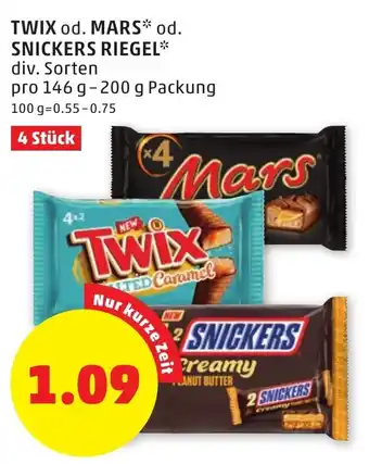 PENNY Twix od. Mars od. Snickers Riegel Angebot