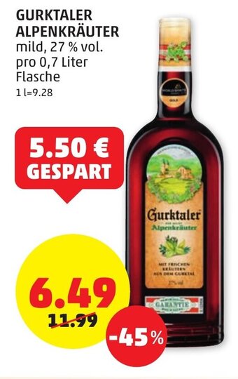 PENNY Gurktaler Alpenkräuter 0,7 Liter Angebot