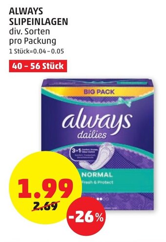 PENNY Always Slipeinlagen Angebot