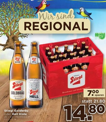 Unimarkt Stiegl Goldbräu oder Hell Kiste 20 x 0,5 L Angebot