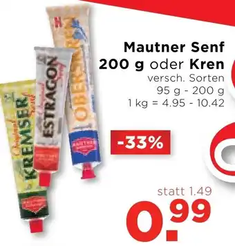 Unimarkt Mautner Senf 200 g oder Kren 95-200 g Angebot