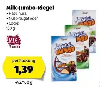 Hofer Milk Jumbo Riegel 150g Angebot