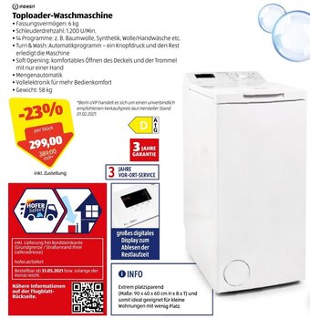 Hofer Toploader Waschmaschine Angebot