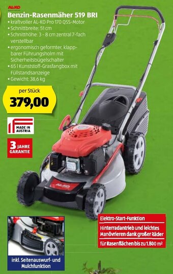 Hofer Benzin Rasenmäher 519 BRI Angebot