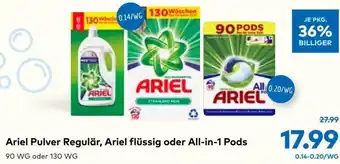 T&G Ariel Pulver Regulär, Ariel Flüssig od. All-in-1 Pods 90wg-130wg Angebot