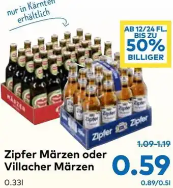 T&G Zipfer Märzen oder Villacher Märzen 0.33L Angebot