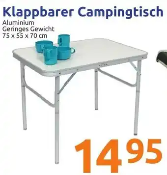 Action Klappbarer Campingtisch 75 x 55 x 70 cm Angebot