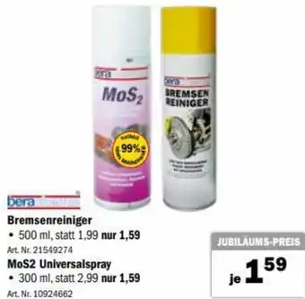 Forstinger Bremsenreiniger 500 ml 21549274, MoS2 Universalspray 300 ml 10924662 Angebot