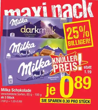 Maximarkt Milka Schokolade 100 g Angebot