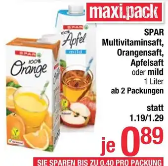 Maximarkt Spar Multivitaminsaft, Orangensaft, Apfelsaft oder Mild 1 Liter Angebot