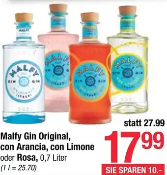 Maximarkt Malfy Gin Original, con Arancia, Con Limone oder Rosa 0,7 Liter Angebot
