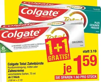 Maximarkt Colgate Total Zahnbürste oder Zahncreme 75 ml Angebot