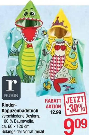 Maximarkt Kinder-Kapuzenbadetuch 60 x 120 cm Angebot