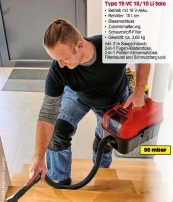 Zgonc Akku-Nass-Trockensauger TE-VC 18-10 Li Solo Angebot