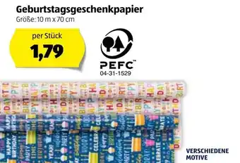 Hofer Geburtstagsgeschenkpapier 10 x 70 cm Angebot