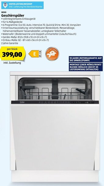 Hofer Geschirrspüler Angebot