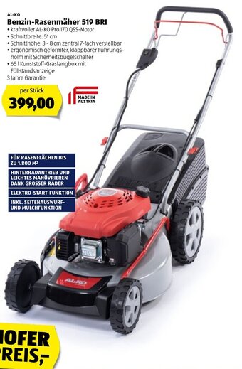 Hofer Benzin-Rasenmäher 519 BRI Angebot