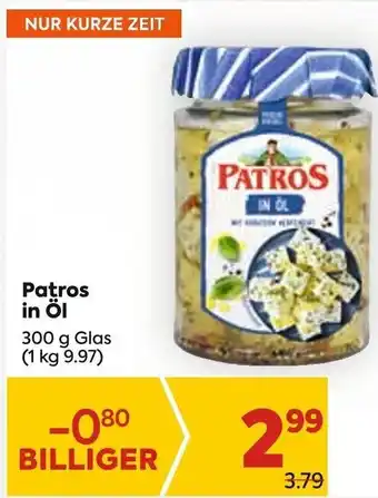 Billa Patros in Öl 300 g Angebot