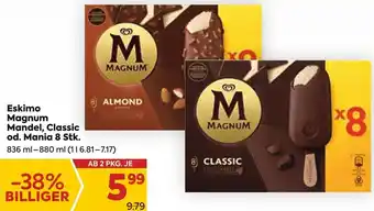 Billa Magnum Mandel, Classic od. Mania 8 Stk. 836 ml-880 ml Angebot