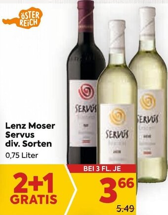 Billa Lenz Moser Servus div. Sorten 0,75 Liter Angebot