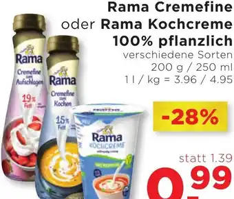 Unimarkt Rama Cremefine oder Rama Kochcreme 100% Pflanzlich 200 g/250 ml Angebot