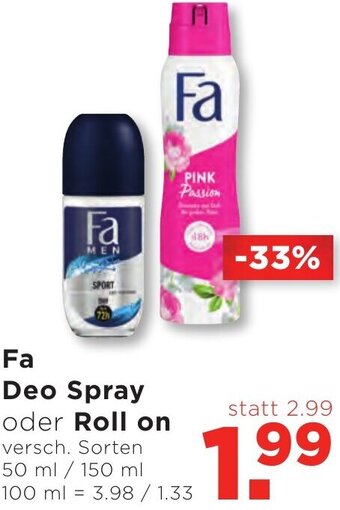 Unimarkt Fa Deo Spray oder Roll on 50 ml/ 150 ml Angebot