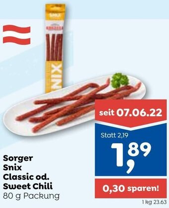 ADEG Sorger Snix Classic od. Sweet Chili 80 g Angebot