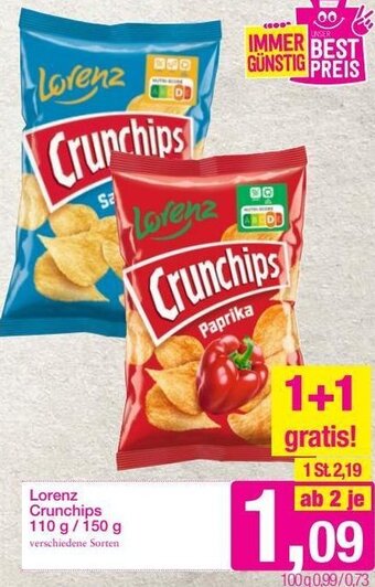 Sutterlüty Lorenz Crunchips 110 g / 150 g Angebot