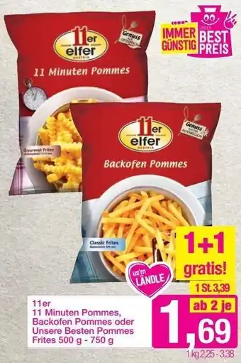 Sutterlüty 11er 11 Minuten Pommes, Backofen Pommes oder Unsere Besten Pommes Frites 500 g- 750 g Angebot