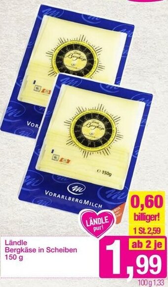 Sutterlüty Ländle Bergkäse In Scheiben 150g Angebot
