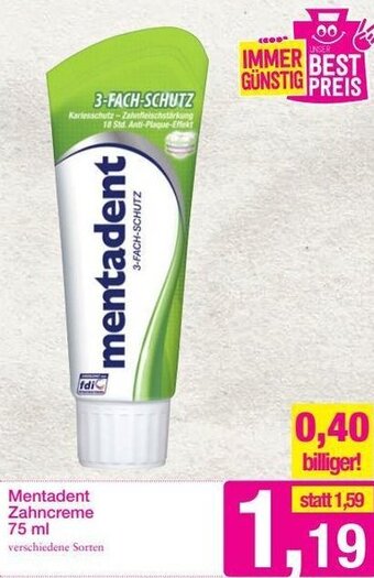 Sutterlüty Mentadent Zahncreme 75 ml Angebot
