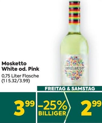 Billa Mosketto White od. Pink 0,75 Liter Angebot