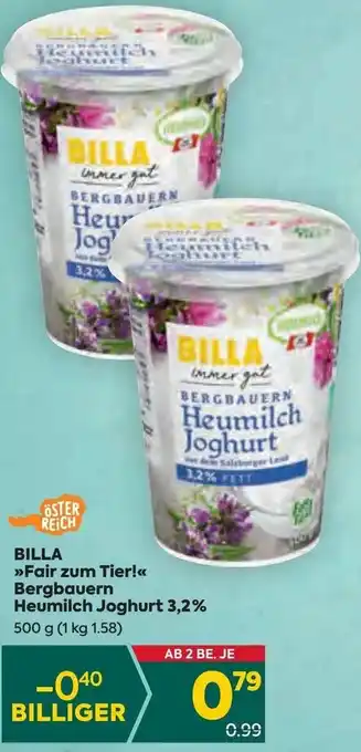 Billa Bergbauern Heumilch Joghurt 3,2% 500 g Angebot