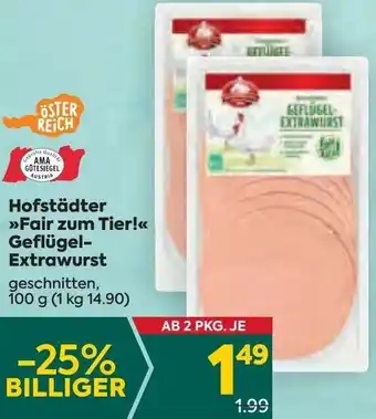 Billa Fair zum Tier! Geflügel Extrawurst 100 g Angebot