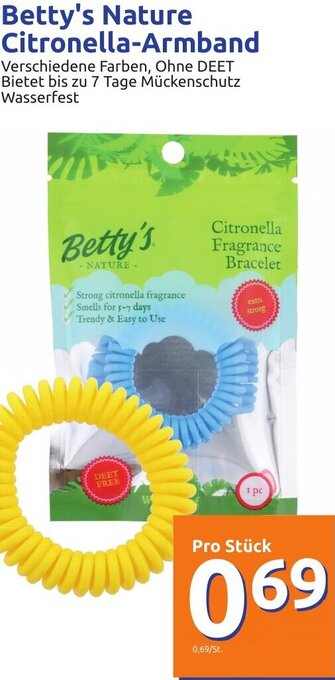 Action Betty's Nature Citronella-Armband Angebot